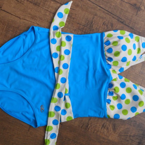 Women's L. Polka Dot Swimsuit & a Matching Cap - Picture 3 of 9